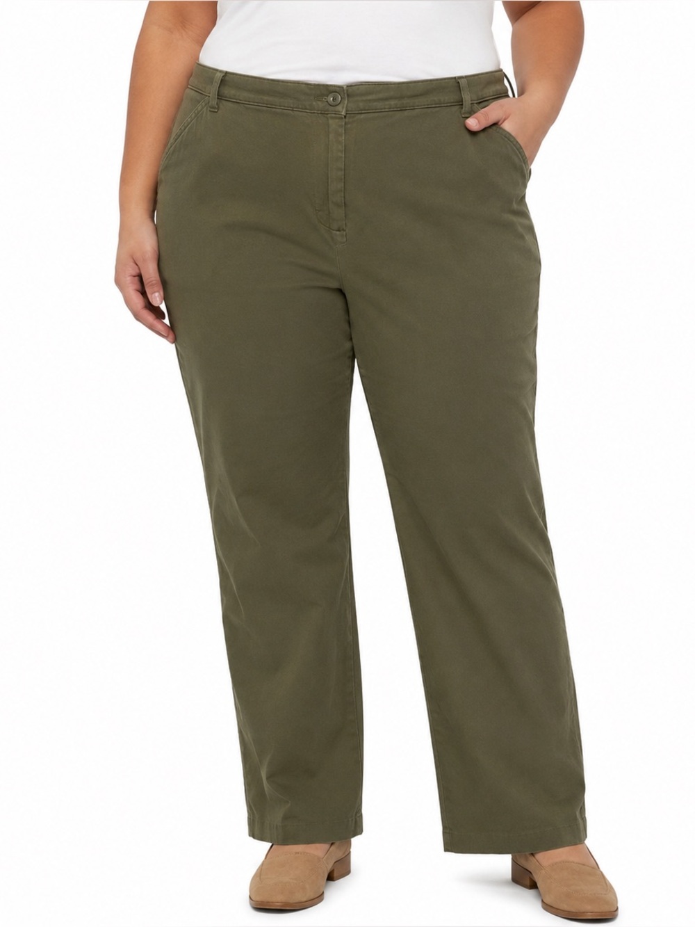 WHITE STAG Stretch Military Green Straight Leg Pants Plus Size 20W